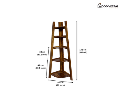 Sheesham Wood Foldable Book Shelf for Home Decor