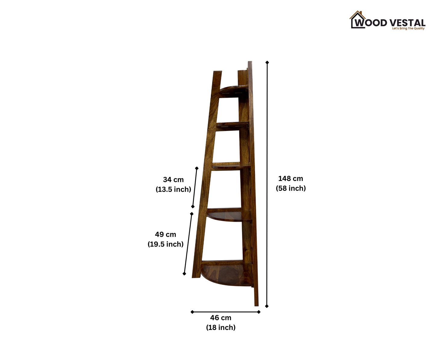 Sheesham Wood Foldable Book Shelf for Home Decor