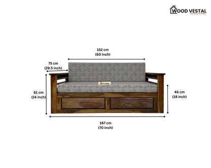 Sofa Cum Bed made with Sheesham Wood – Natural Finish