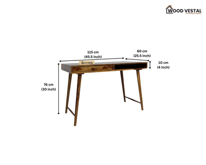 Study Table with Dual Storage Compartments in Top - Natural Finish