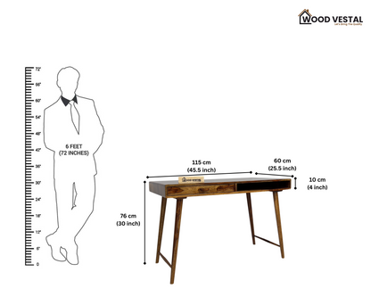 Study Table with Dual Storage Compartments in Top - Natural Finish