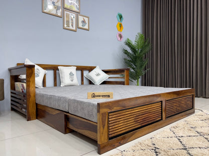 Sofa Cum Bed made with Sheesham Wood – Natural Finish