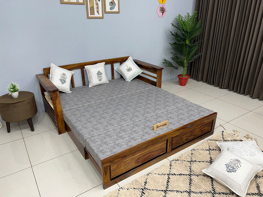 Sofa Cum Bed made with Sheesham Wood – Natural Finish