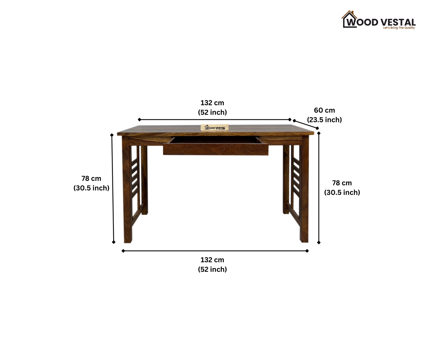 Study Table with removable Storage Compartments and keyboard tray - Natural finish