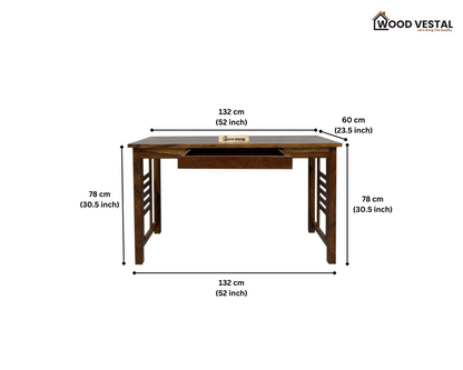 Study Table with removable Storage Compartments and keyboard tray - Natural finish