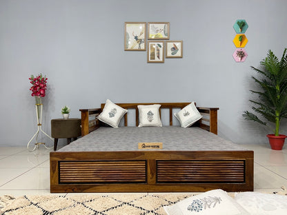 Sofa Cum Bed made with Sheesham Wood – Natural Finish