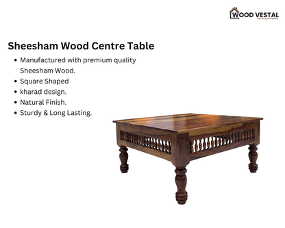 Sheesham Wood Coffee Table/ Centre Table - Kharad Design - Natural Finish