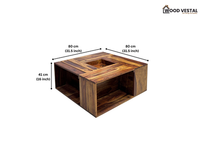 Sheesham Wood Square Coffee Table/ Centre Table TR - Natural FInish