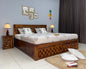 Sheesham Wood Bed in Storage & Drawer - Wooden Niwars Design - King Size