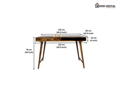 Study Table with Dual Storage Compartments in Top - Natural Finish