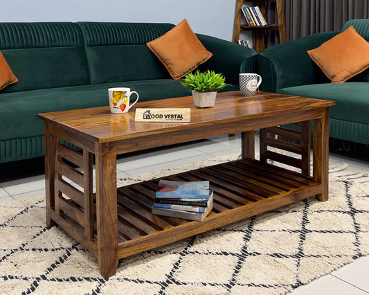 Sheesham Wood Coffee Table/ Centre Table - Plane Top - Natural Finish