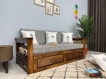 Sofa Cum Bed made with Sheesham Wood – Natural Finish