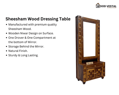 Sheesham Wood Dressing Table - Wooden Niwar Design | Wooden Dressing Table for Bedroom