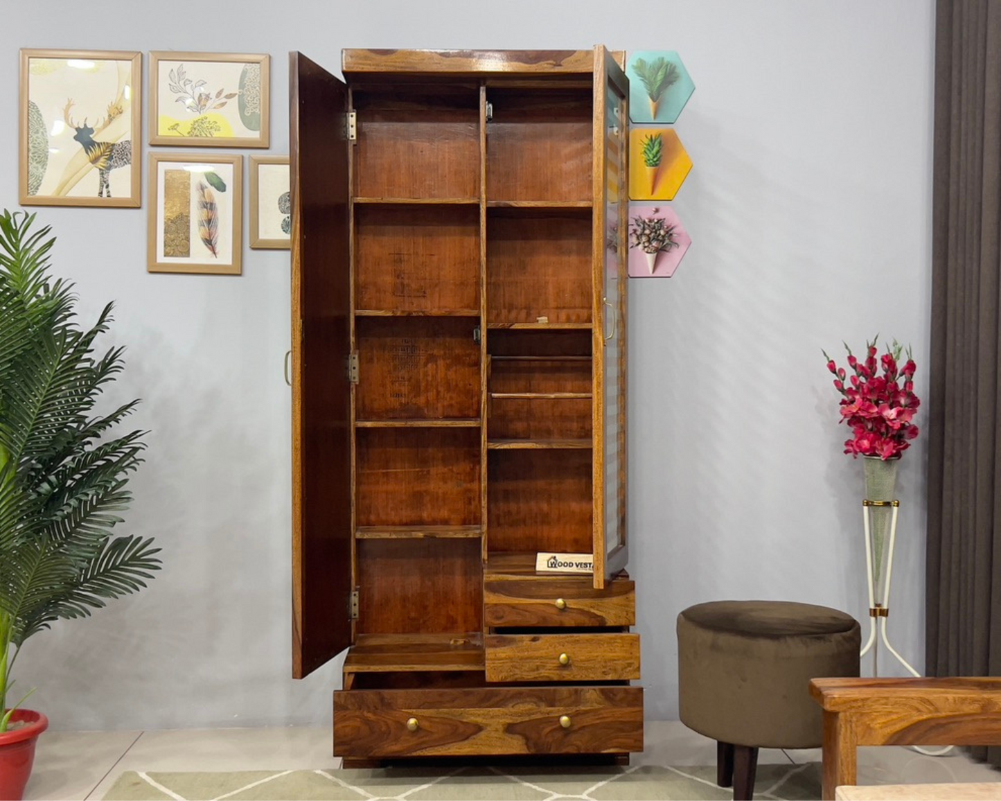 Sheesham Wood Dressing Table with Double Door | Wooden Dressing Table for Bedroom