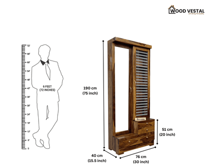 Sheesham Wood Dressing Table with Double Door | Wooden Dressing Table for Bedroom