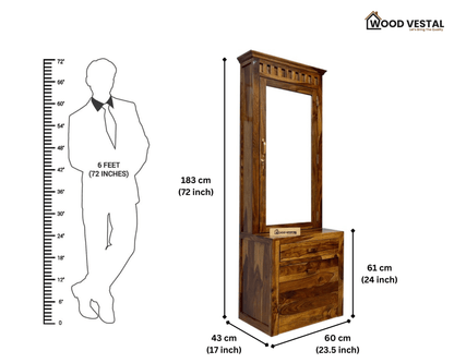 Sheesham Wood Dressing Table with Stool | Wooden Dressing Table for Bedroom