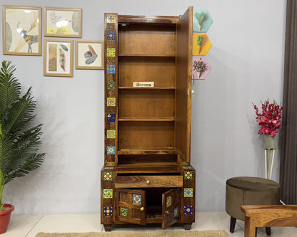 Sheesham Wood Dressing Table – Tile Designed | Wooden Dressing Table for Bedroom