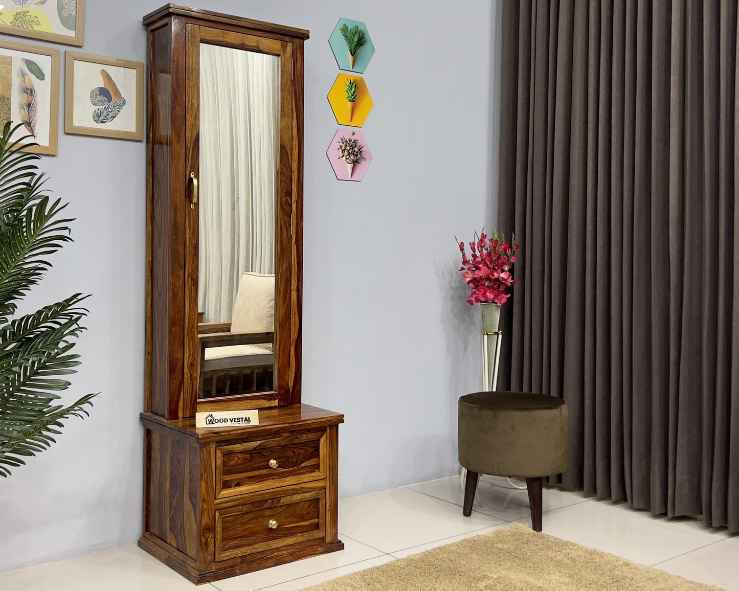 Sheesham Wood Dressing Table - Mini | Wooden Dressing Table for Bedroom