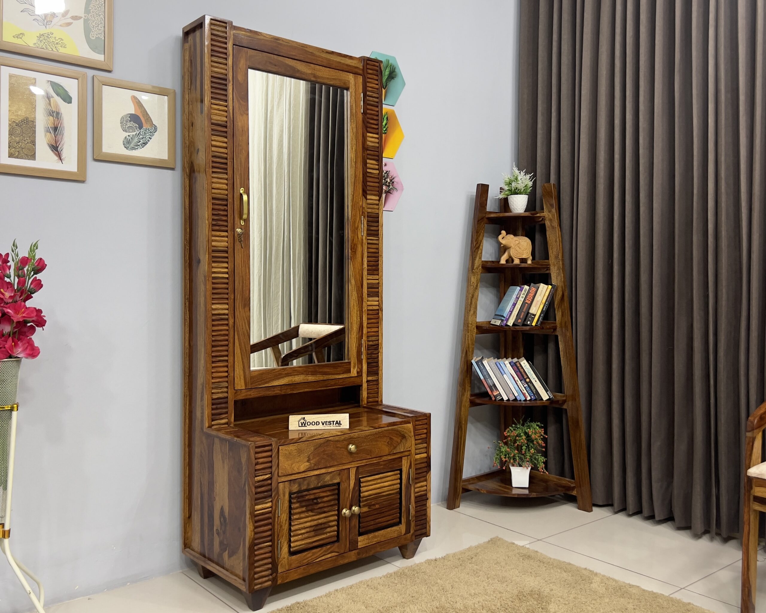 Buy Iksha Teak Wood Dressing Table (Teak Finish) at 31% OFF Online | Wooden  Street